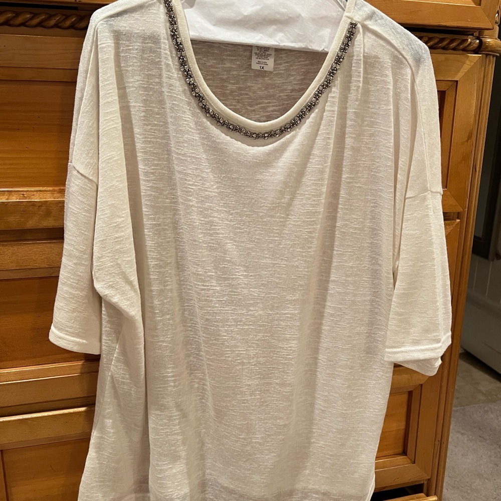 Davina Bead Rhinestone Embellished Top Sz 1x